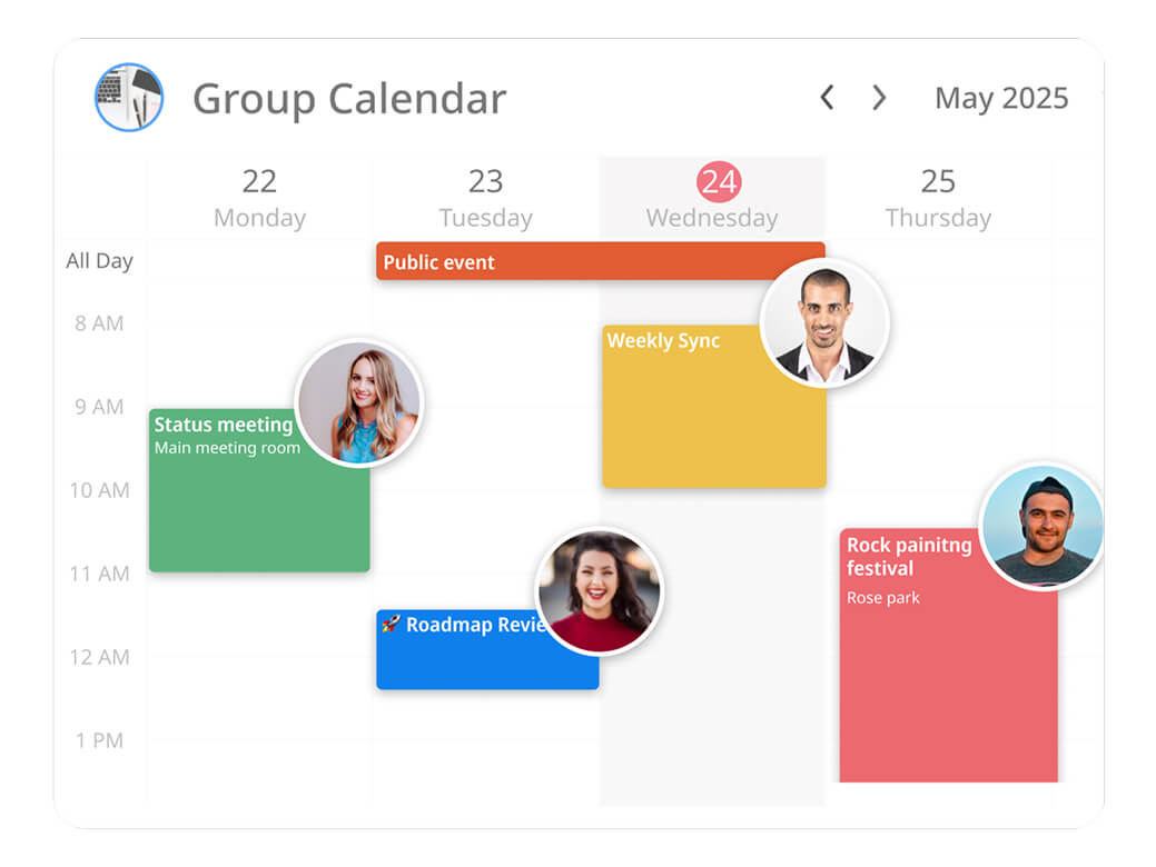 Color coded events for different members