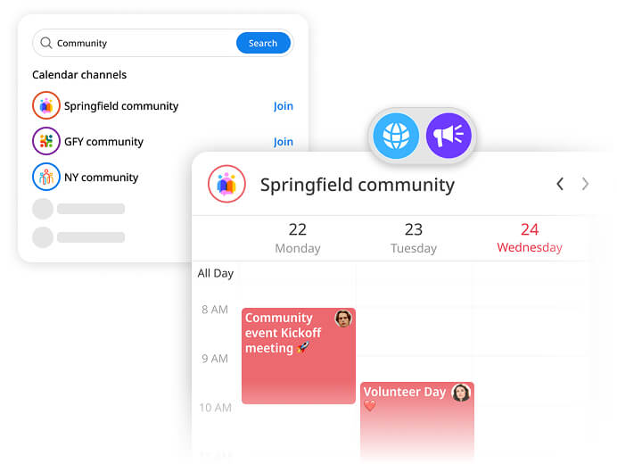 Public calendar channels in GroupCal