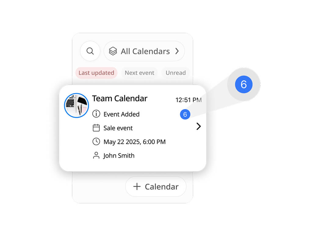 Unread event updates indicator