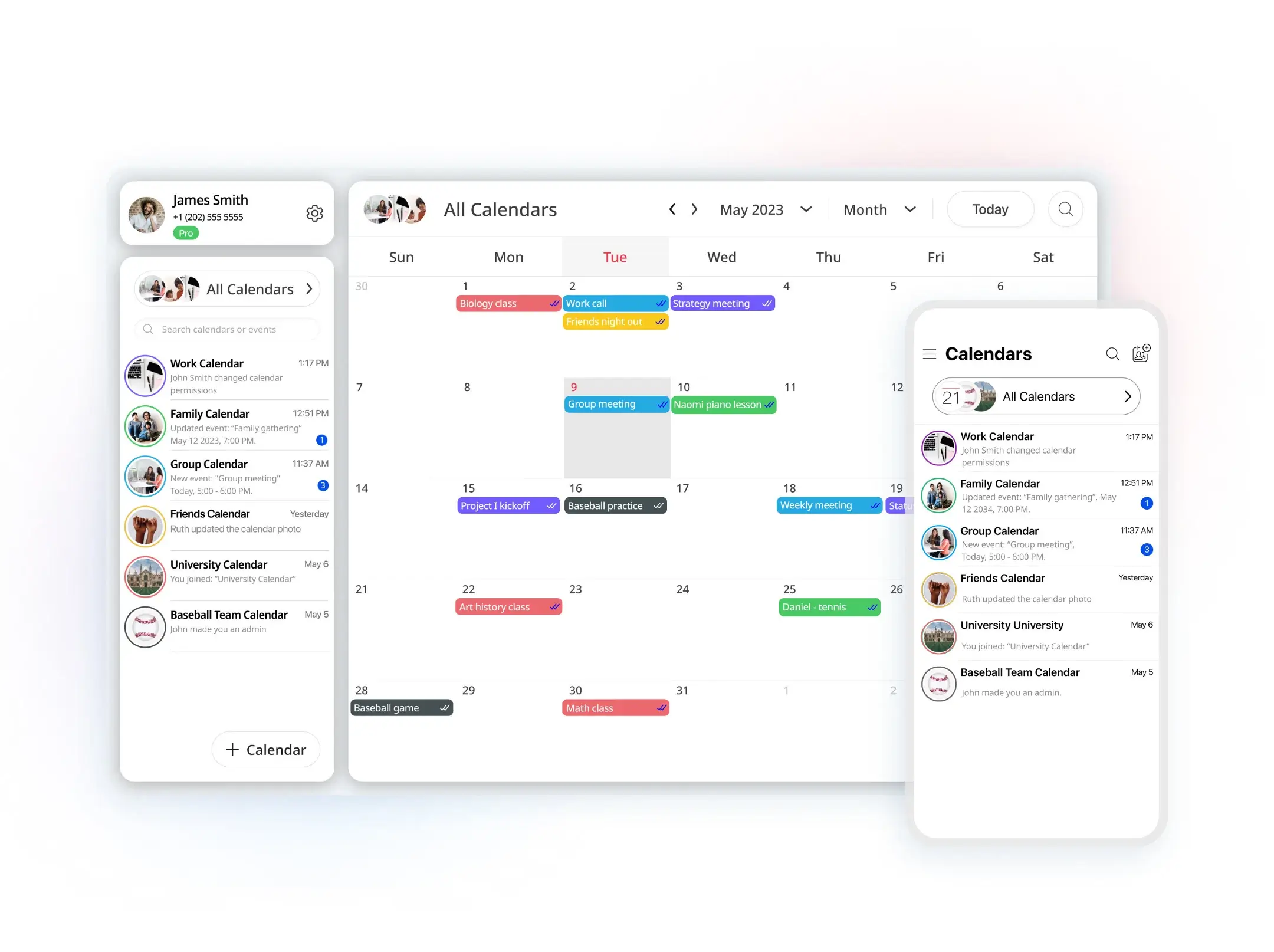 GroupCal shared calendar main screen cross platform