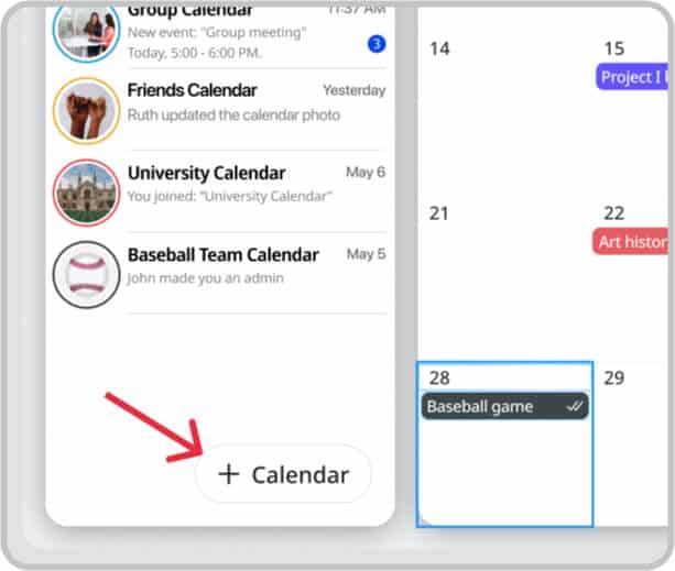 Add new calendar button in GroupCal