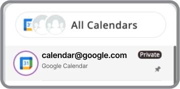 Google Calendar account in GroupCal on the Calendar List section