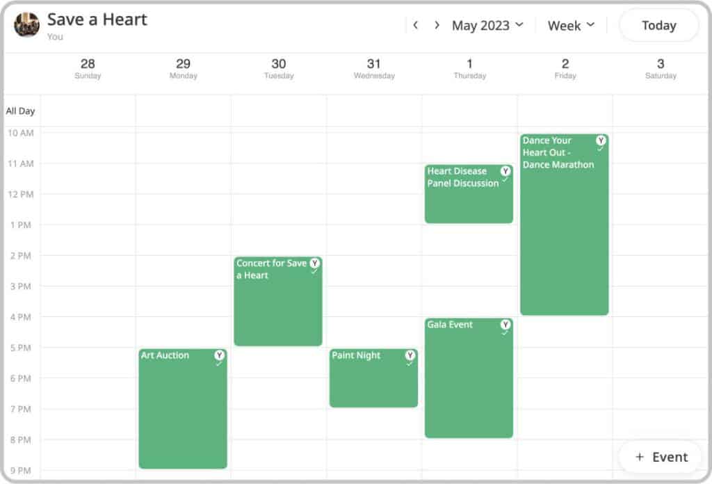 Non profit organization group calendar