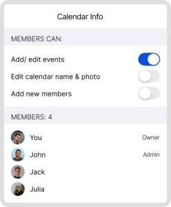 Shared calendar permissions management