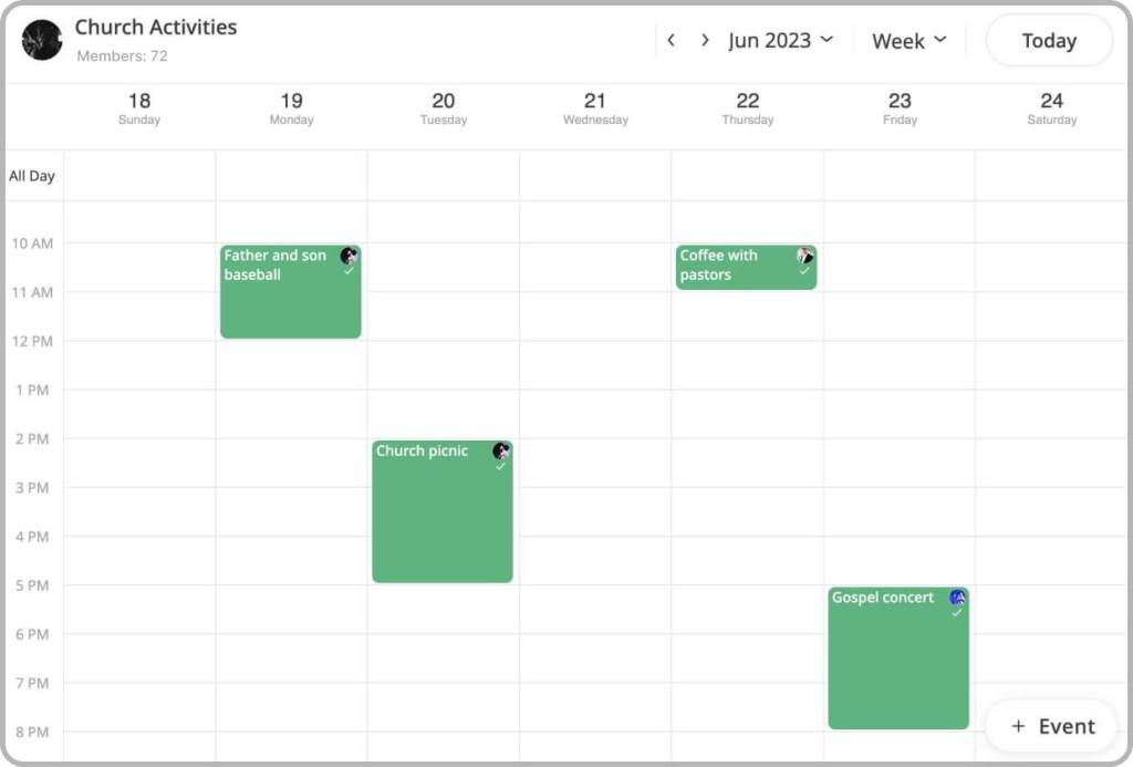 Church shared calendar - events calendar