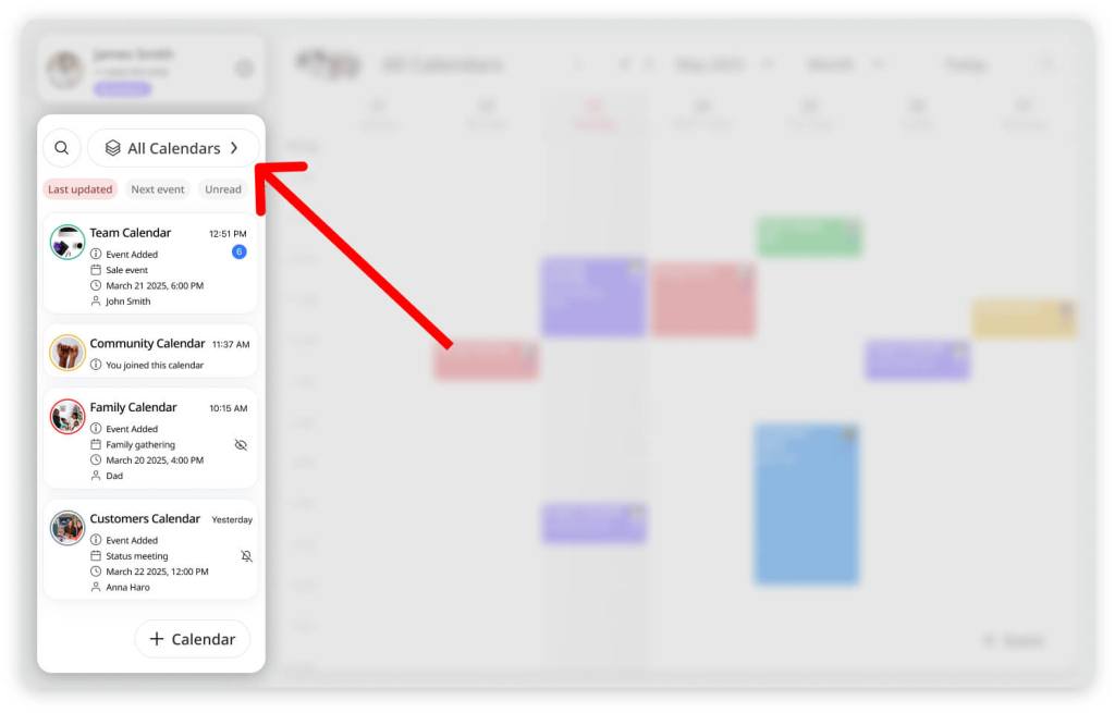All Calendars button