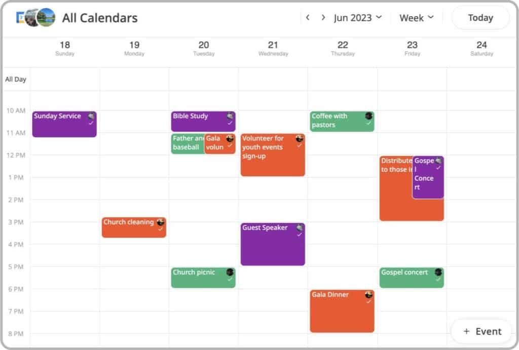 Church shared calendar - all calendars