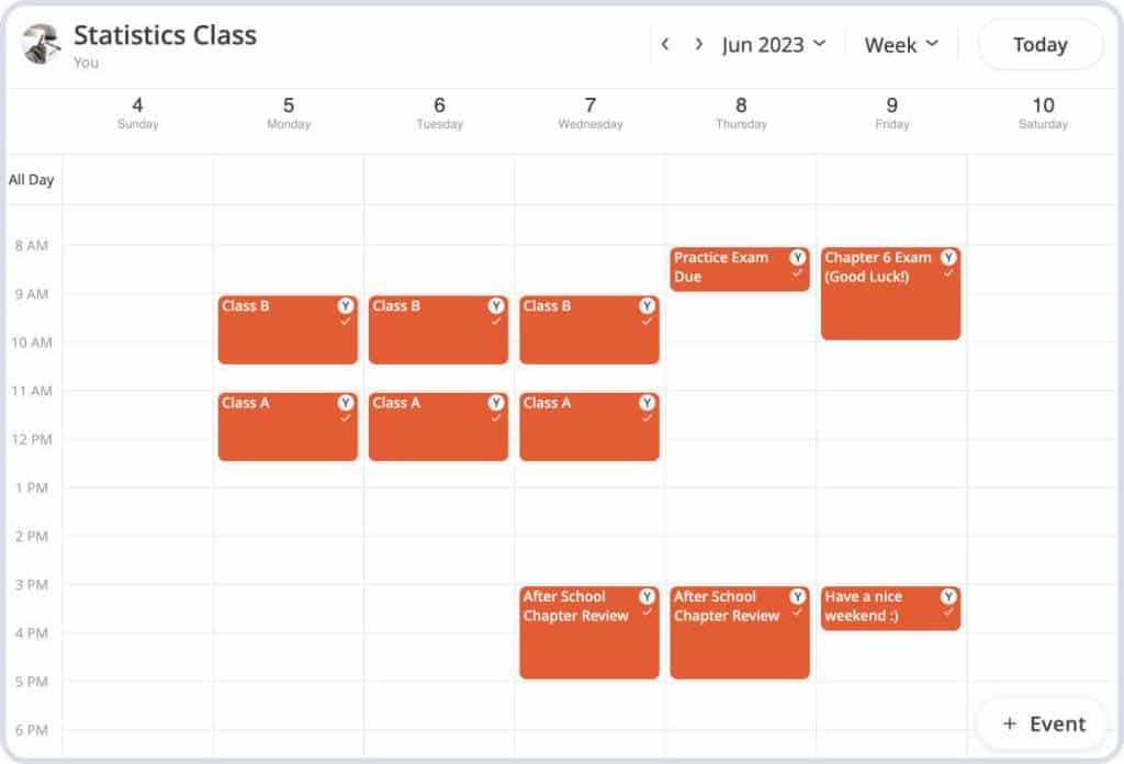 Class shared public calendar