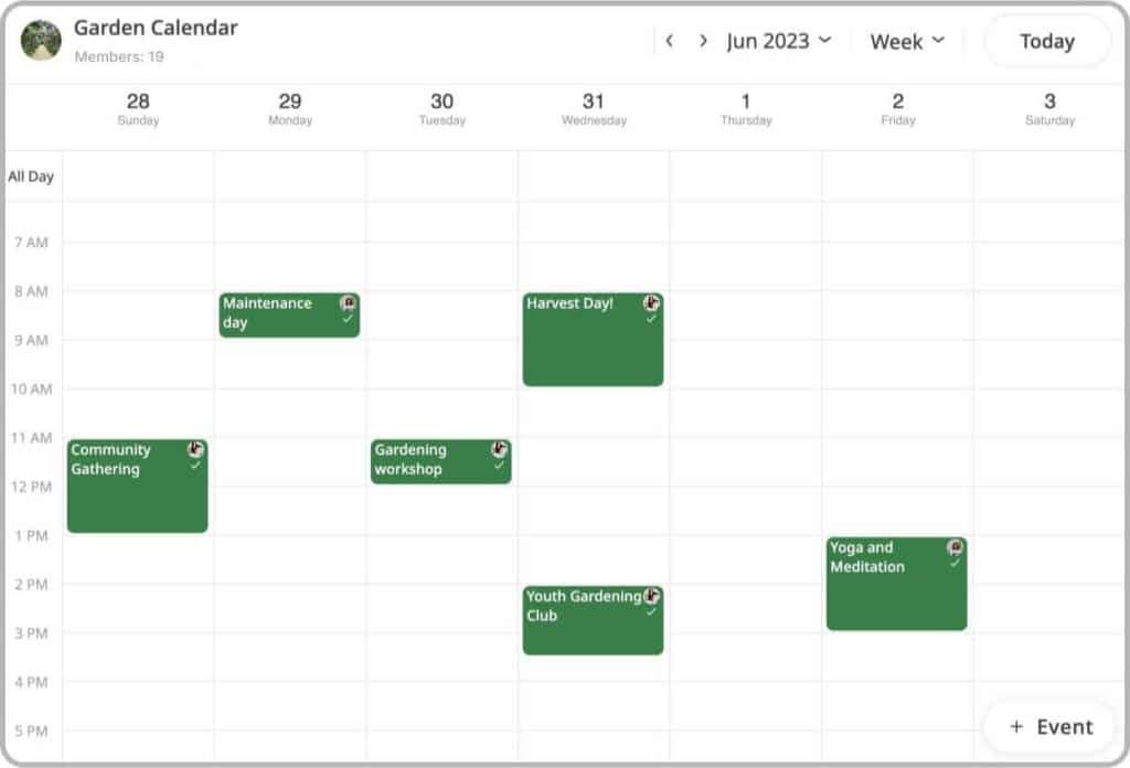 Communal garden calendar