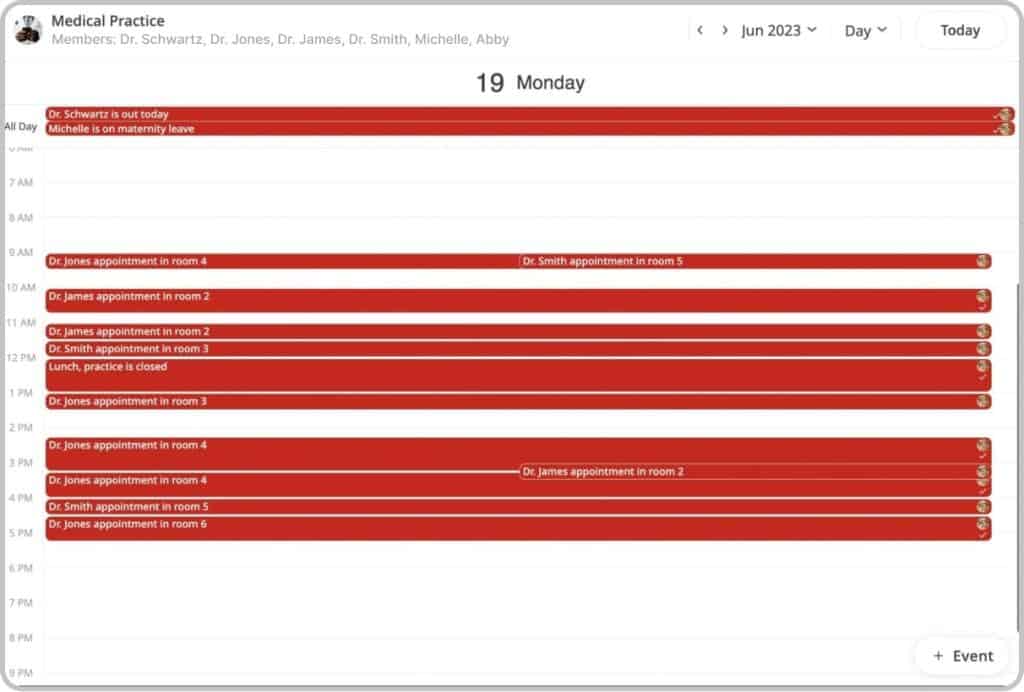 Medical Practice and clinic shared Calendar