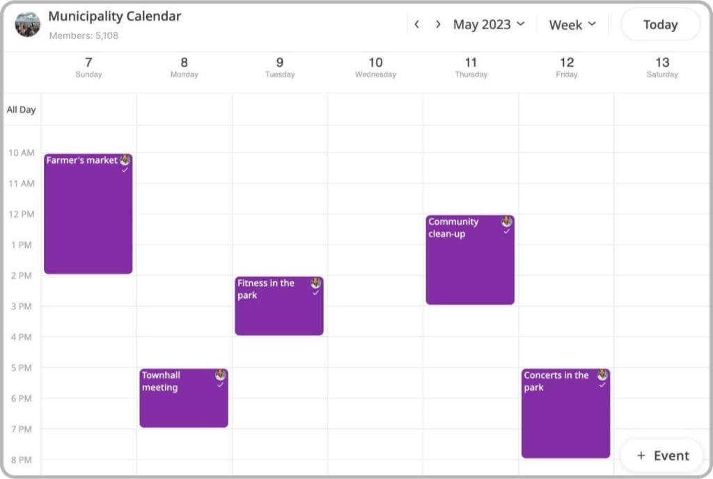 Municipalities shared Calendar public