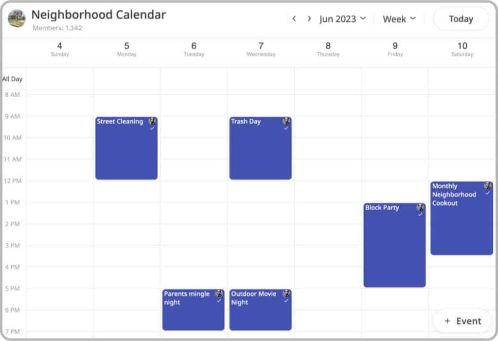 Neighborhood Association Calendar - shared calendar