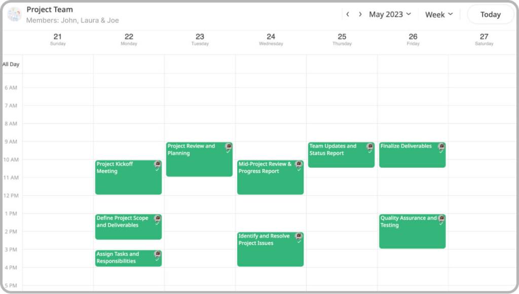 Project Team Calendar