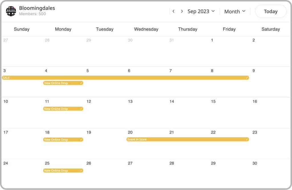 Store shared public calendar