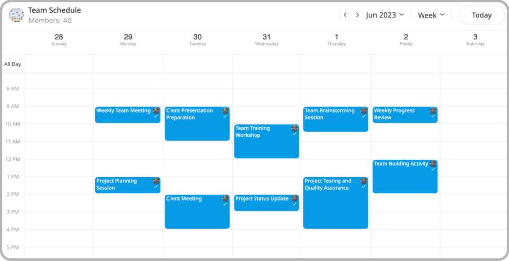 Team schedule shared calendar