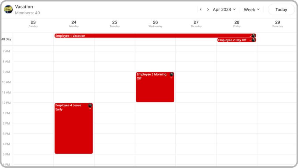 Team vacations shared calendar
