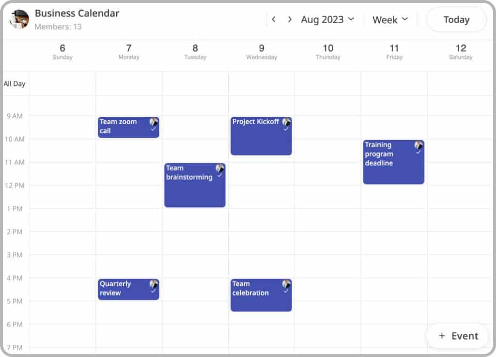 Business shared calendar