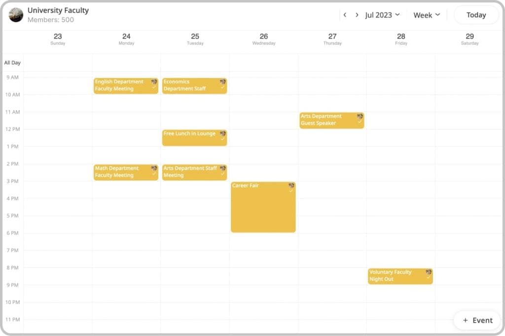 Faculty shared calendar