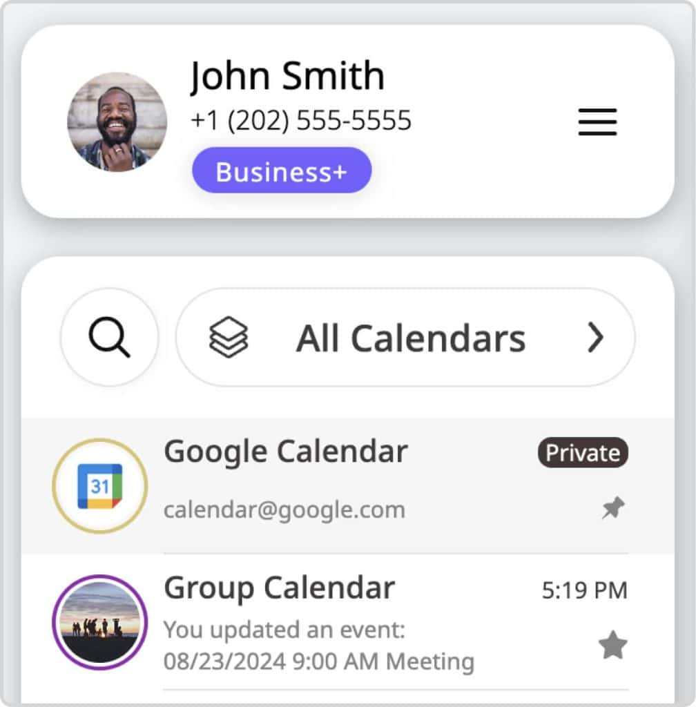 Google Calendar account connected to GroupCal