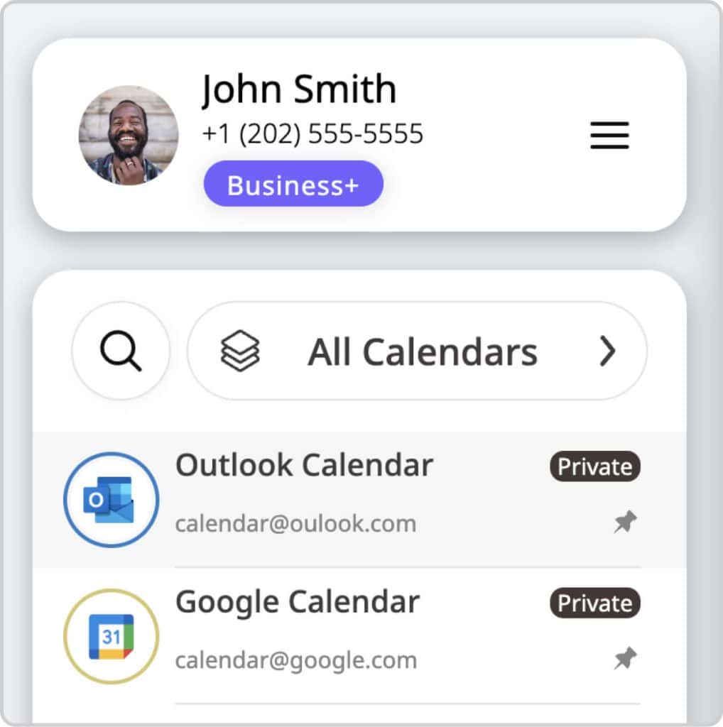 Outlook calendar on the calendar list in GroupCal