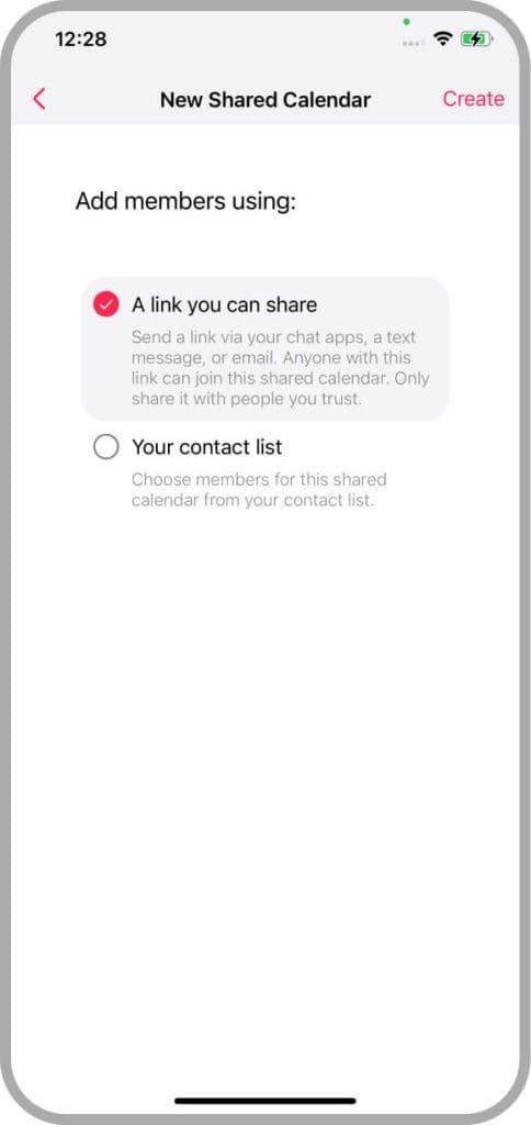 How to invite members to a new shared calendar