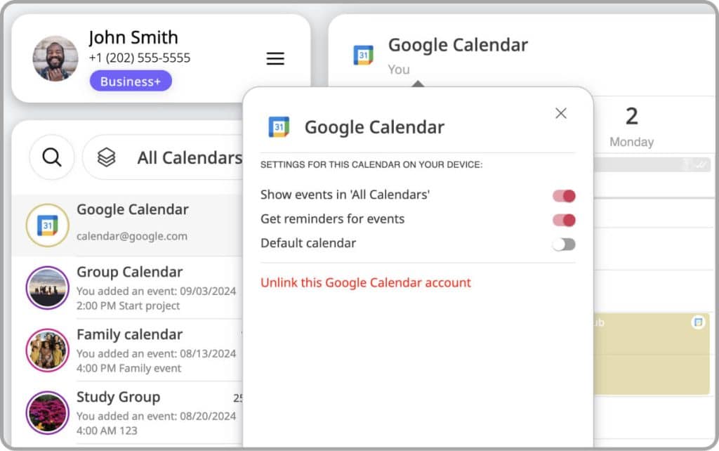 Unlink your Google Calendar account from GroupCal