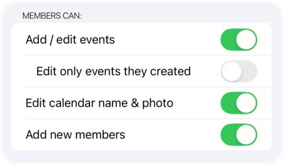 Calendar details screen - calendar permissions