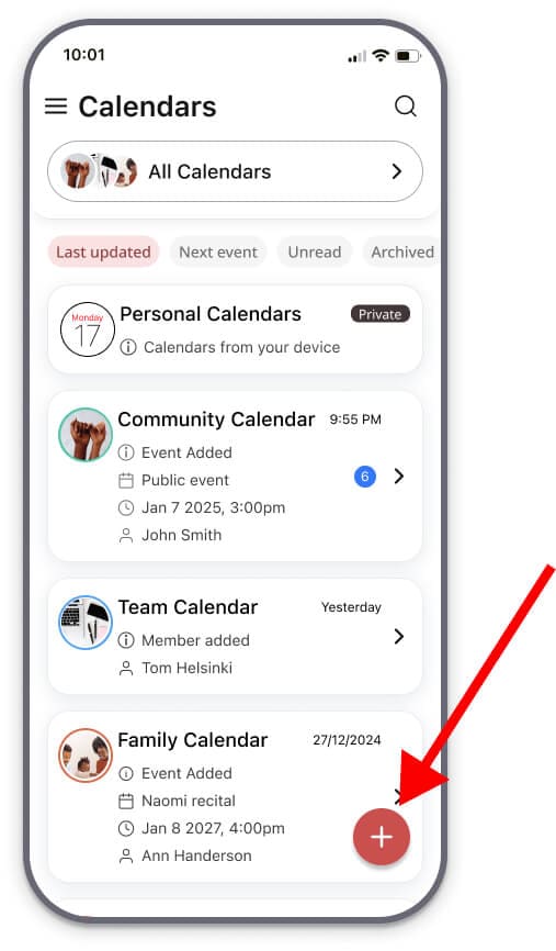 Add calendar button in the GroupCal mobile app