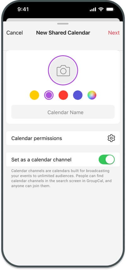GroupCal - Add calendar screen in the mobile app