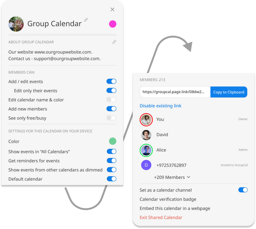 The Calendar Details screen